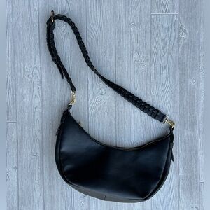 Jules Kae ZOLA Black Faux Leather Adjustable Strap Crossbody Purse